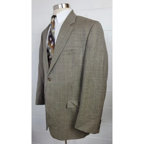 Ralph Lauren Mens Wool Houndstooth Check‎ Sport Coat Jacket 48L